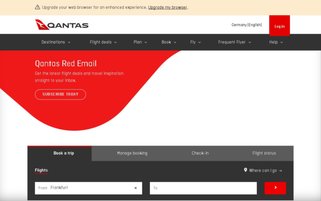 Qantas Webseiten Screenshot