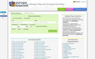 Europe Lowcost Webseiten Screenshot
