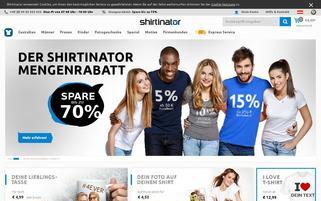 Shirtinator Österreich Webseiten Screenshot