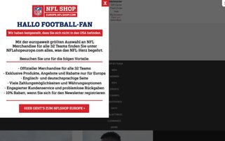NFL Store Webseiten Screenshot