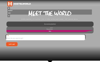 HostelWorld Webseiten Screenshot
